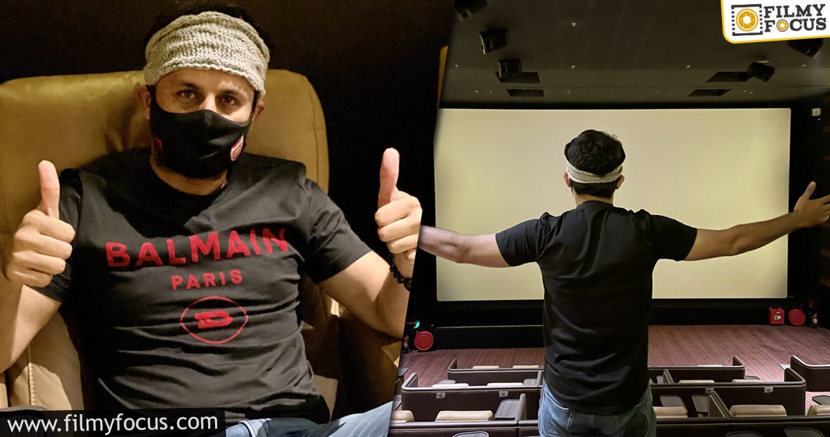 Nithiin watches Krack at AMB Cinemas