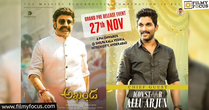 Icon Star Allu Arjun To Attend Nandamuri Balakrishna’s Akhanda Pre-release Event As Chief Guest